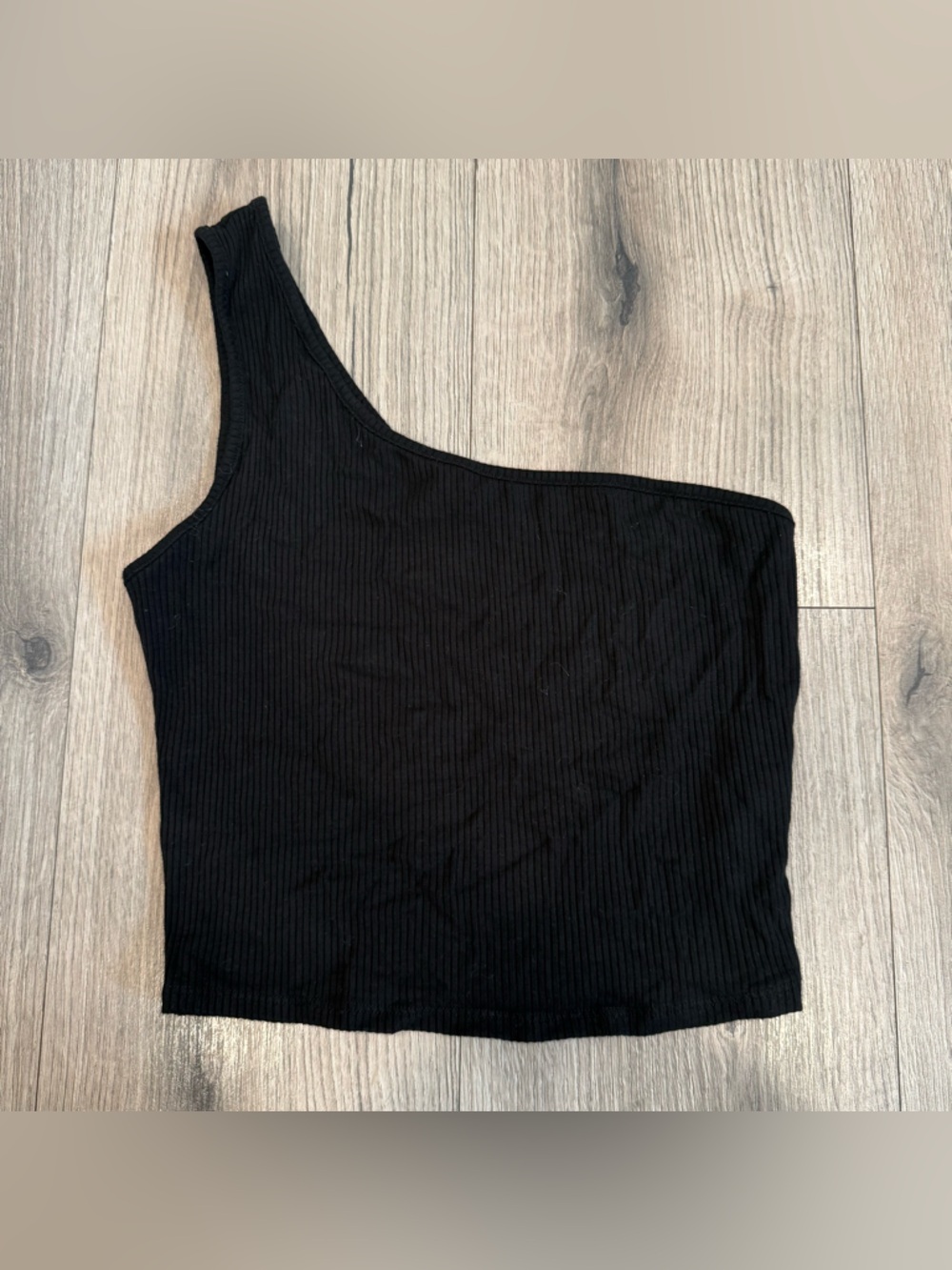 Garage Black Ribbed One Shoulder Tank Top